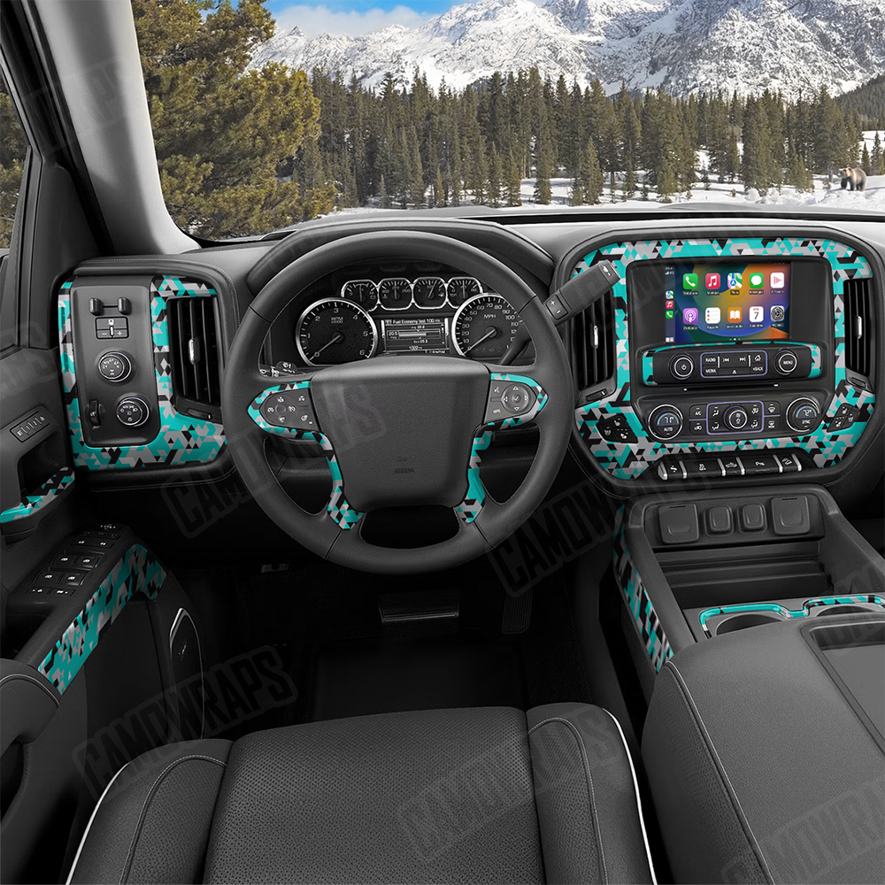Triangle Tiffany Blue Tiger Car Interior Skins