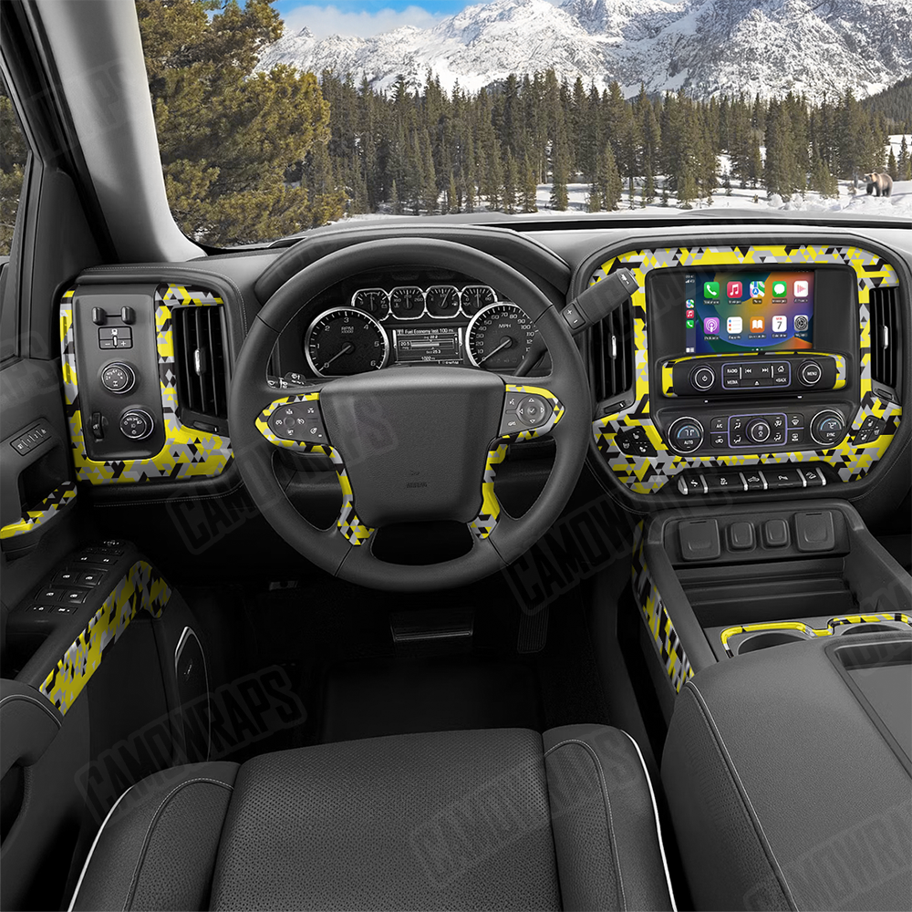 Triangle Yellow Tiger Car Interior Skins