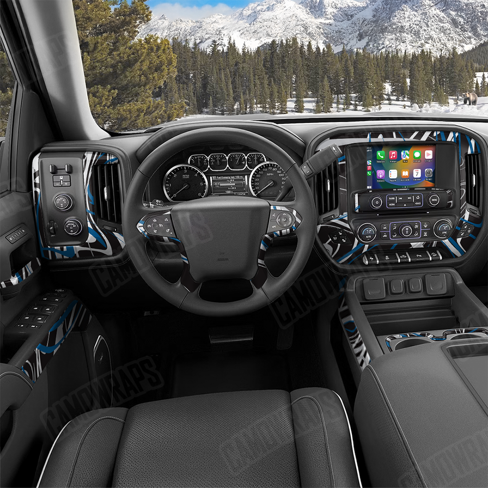Liquid Smoke Blue Tiger Car Interior Skins
