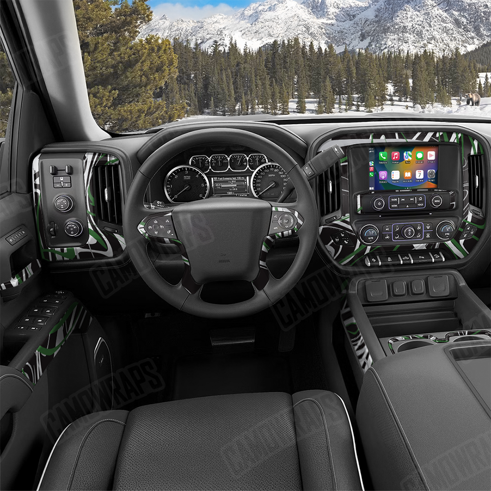 Liquid Smoke Green Tiger Car Interior Skins
