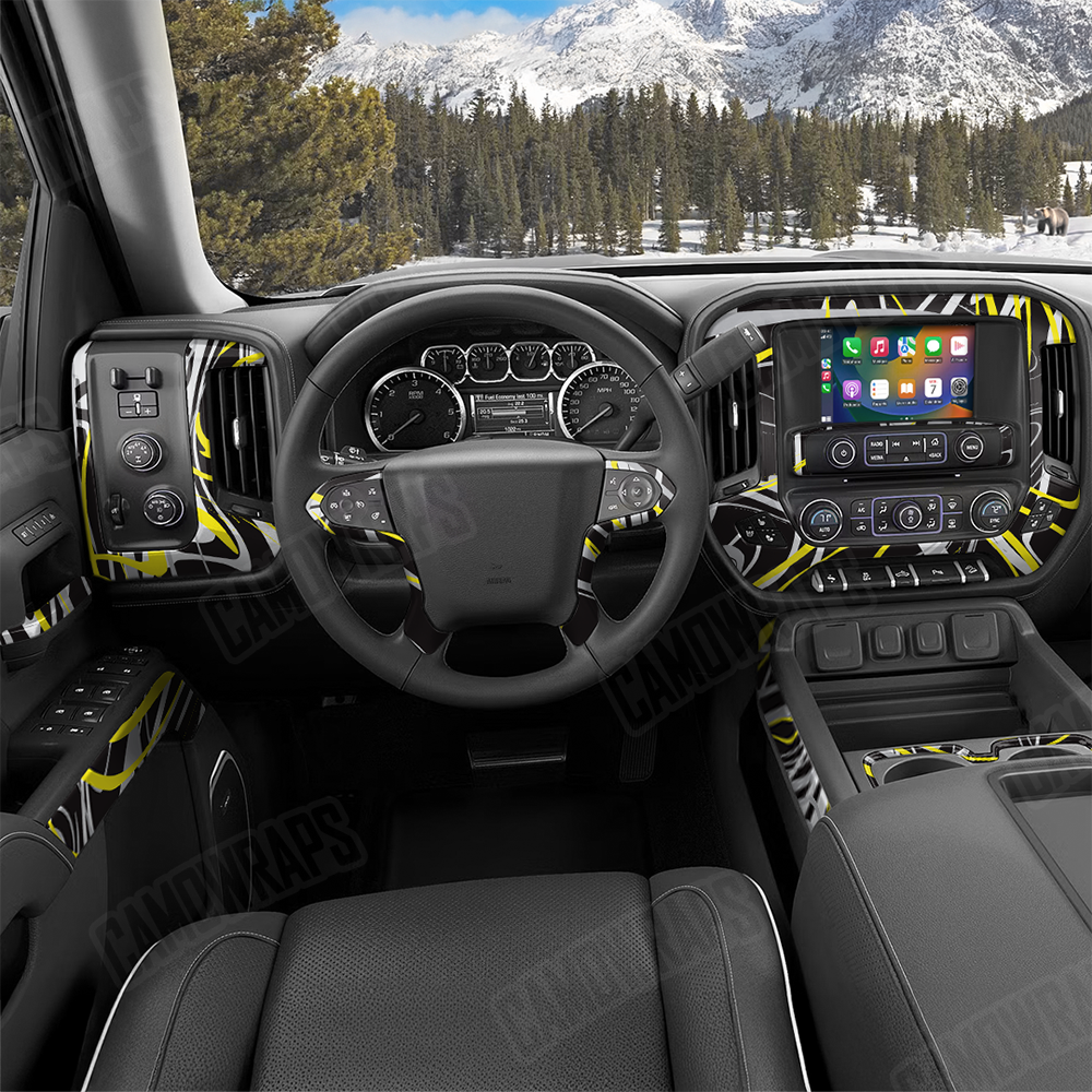 Liquid Smoke Yellow Tiger Car Interior Skins