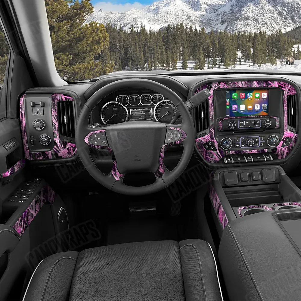 Nature Dry Grassland Pink Car Interior Skins