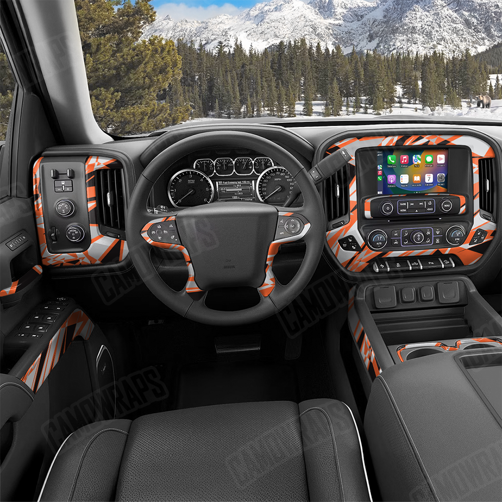 Sharp Orange Tiger Car Interior Skins