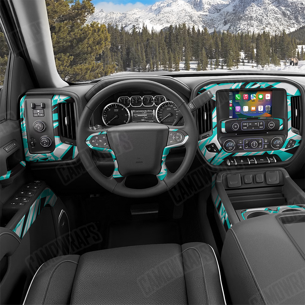 Sharp Tiffany Blue Tiger Car Interior Skins