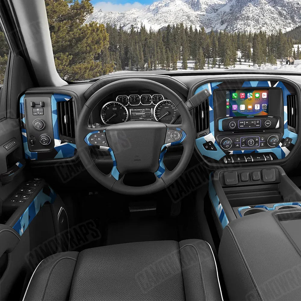 Shattered Baby Blue Car Interior Skins