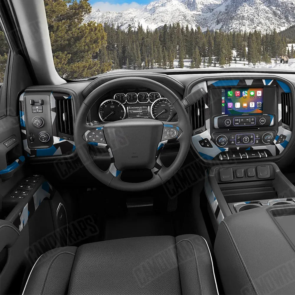 Shattered Blue Tiger Car Interior Skins