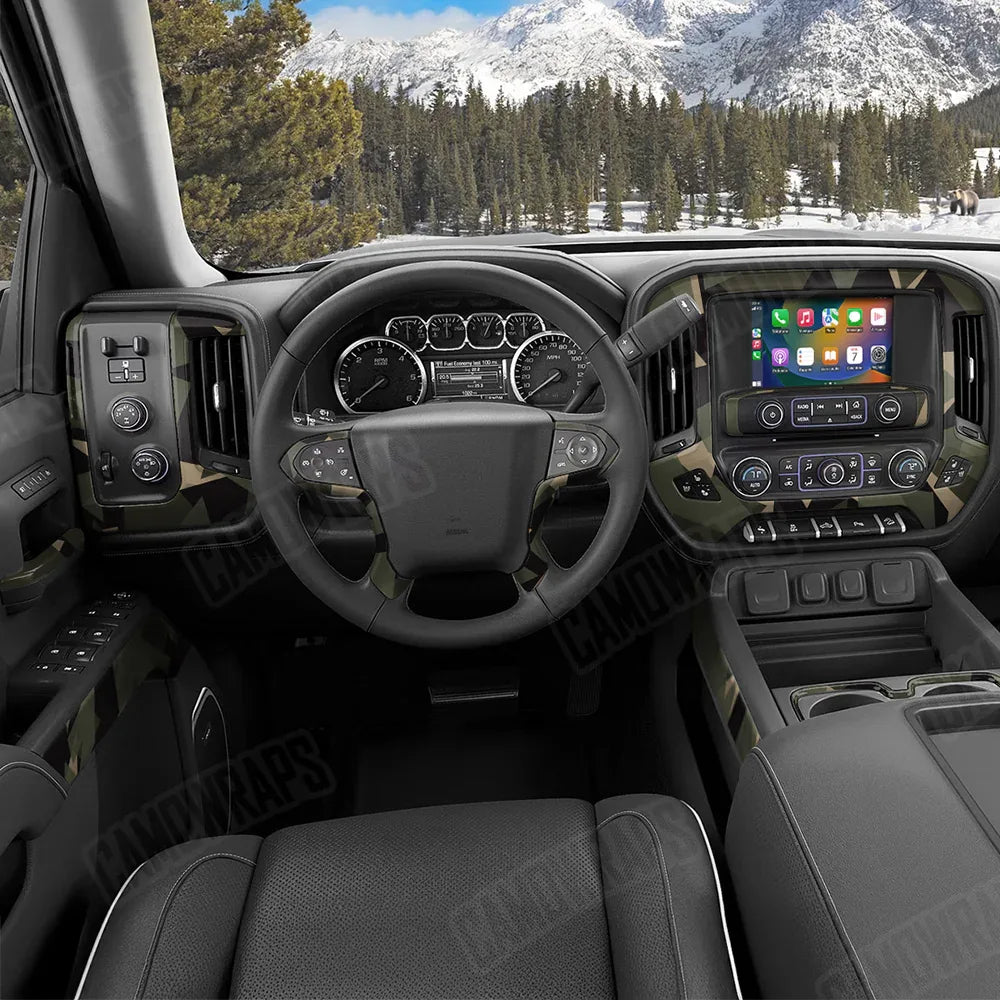 Shattered Militant Green Car Interior Skins