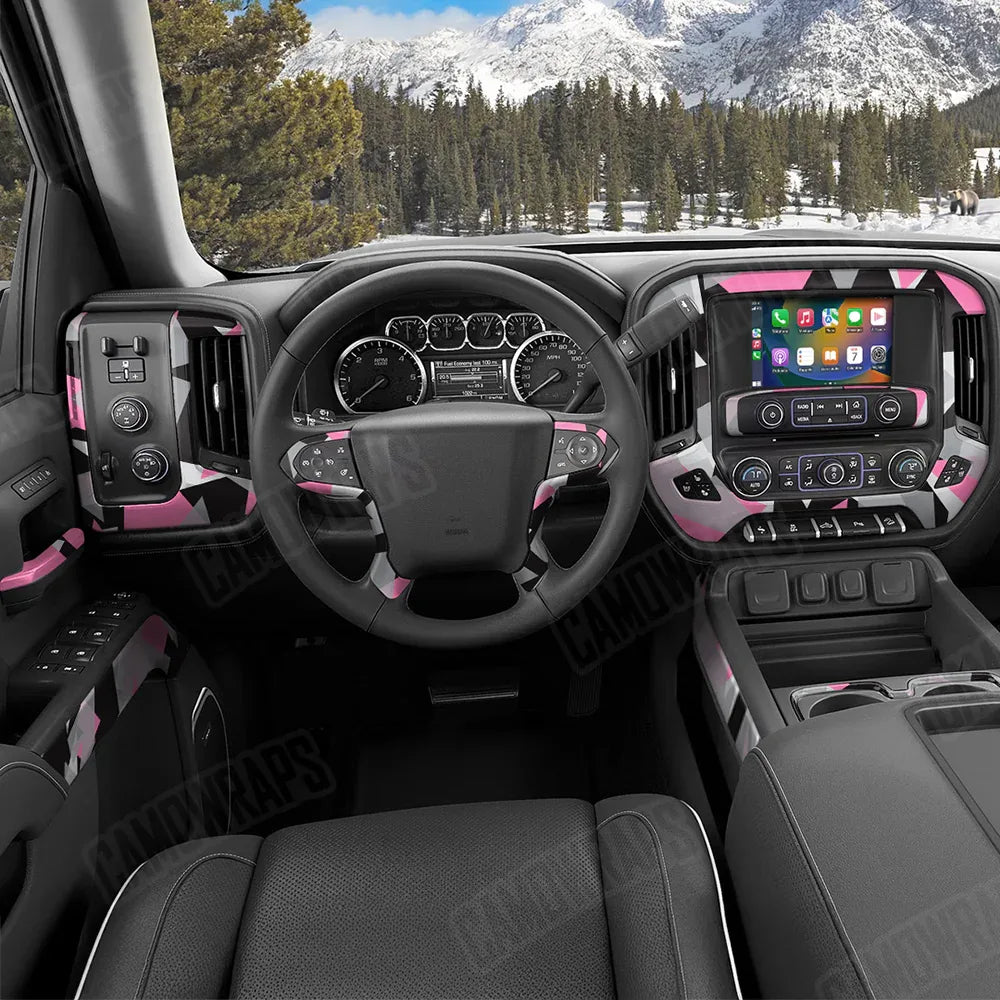 Shattered Pink Tiger Car Interior Skins
