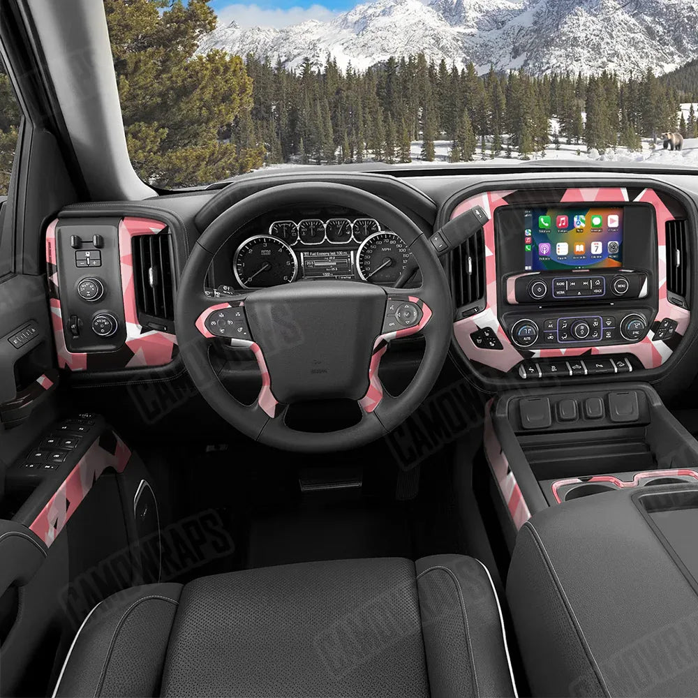Shattered Pink Car Interior Skins