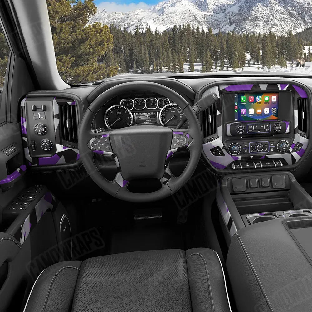 Shattered Purple Tiger Car Interior Skins