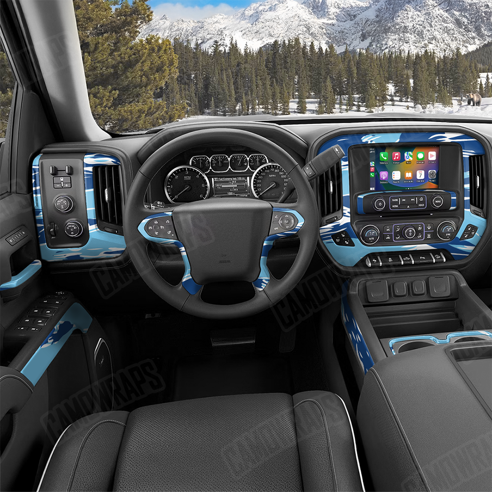 Shredded Baby Blue Car Interior Skins