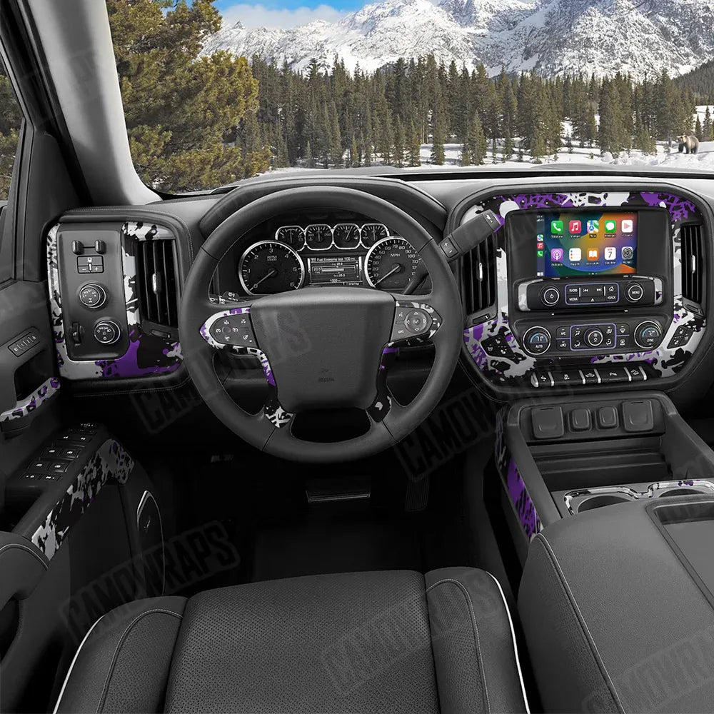 Tire Splatter Purple Tiger Car Interior Skins