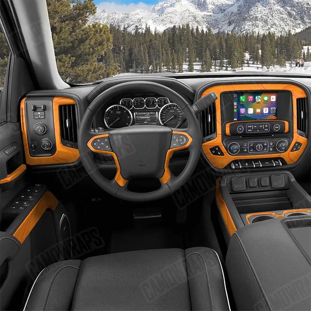 Topographic Orange Car Interior Skins