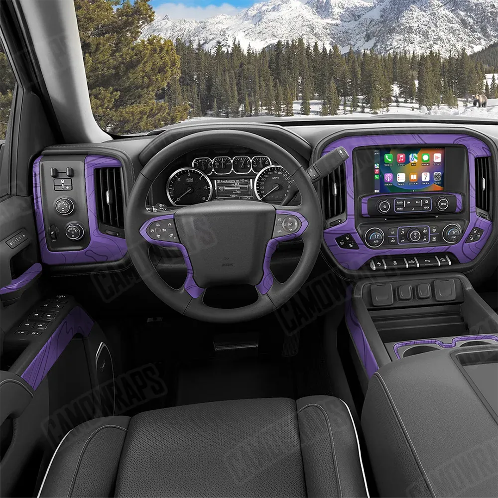 Topographic Purple Car Interior Skins