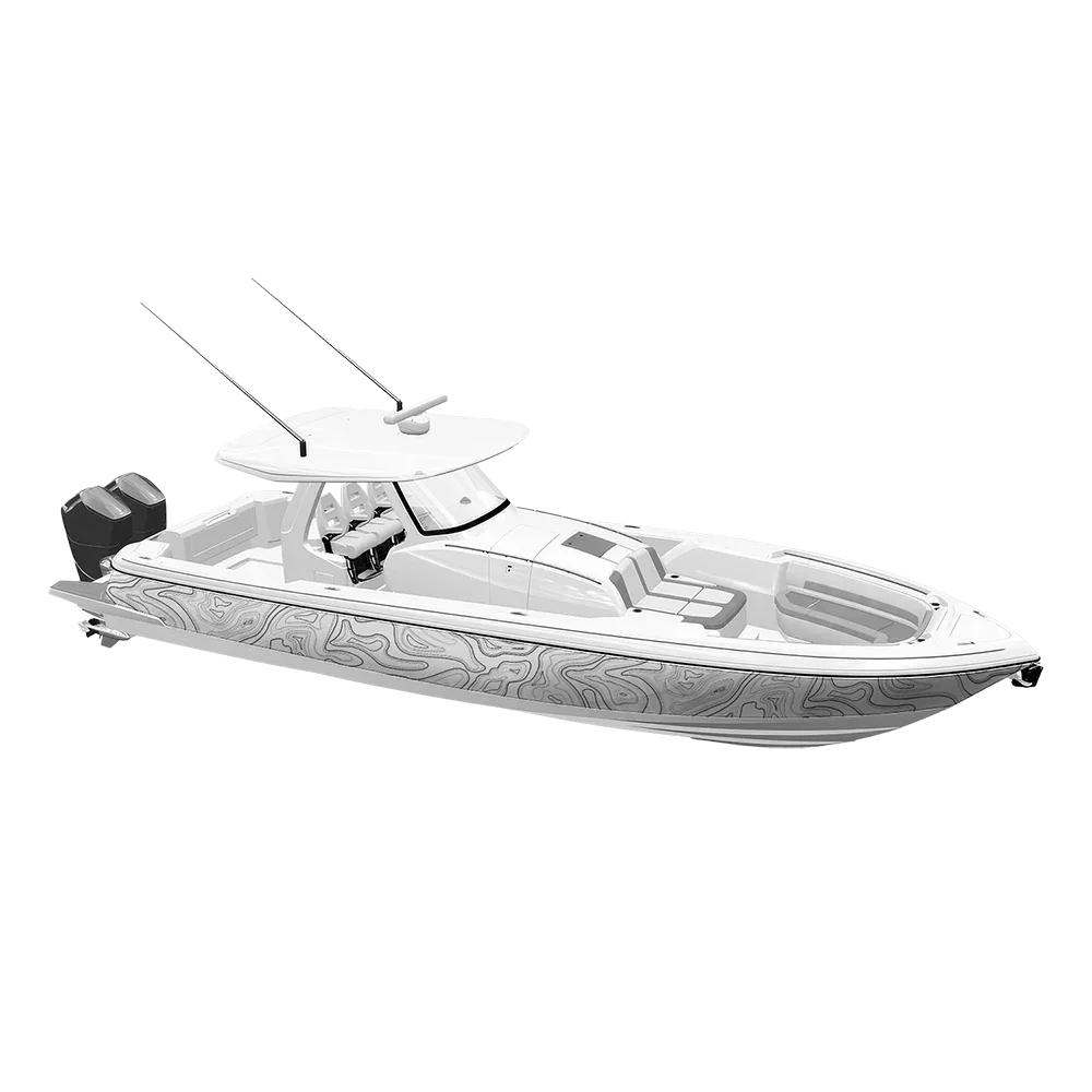 Topographic White Yacht Wraps