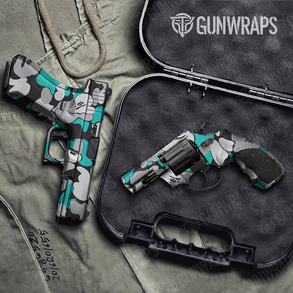Bape Tiffany Blue Tiger Handgun Gun Skin Vinyl Wraps