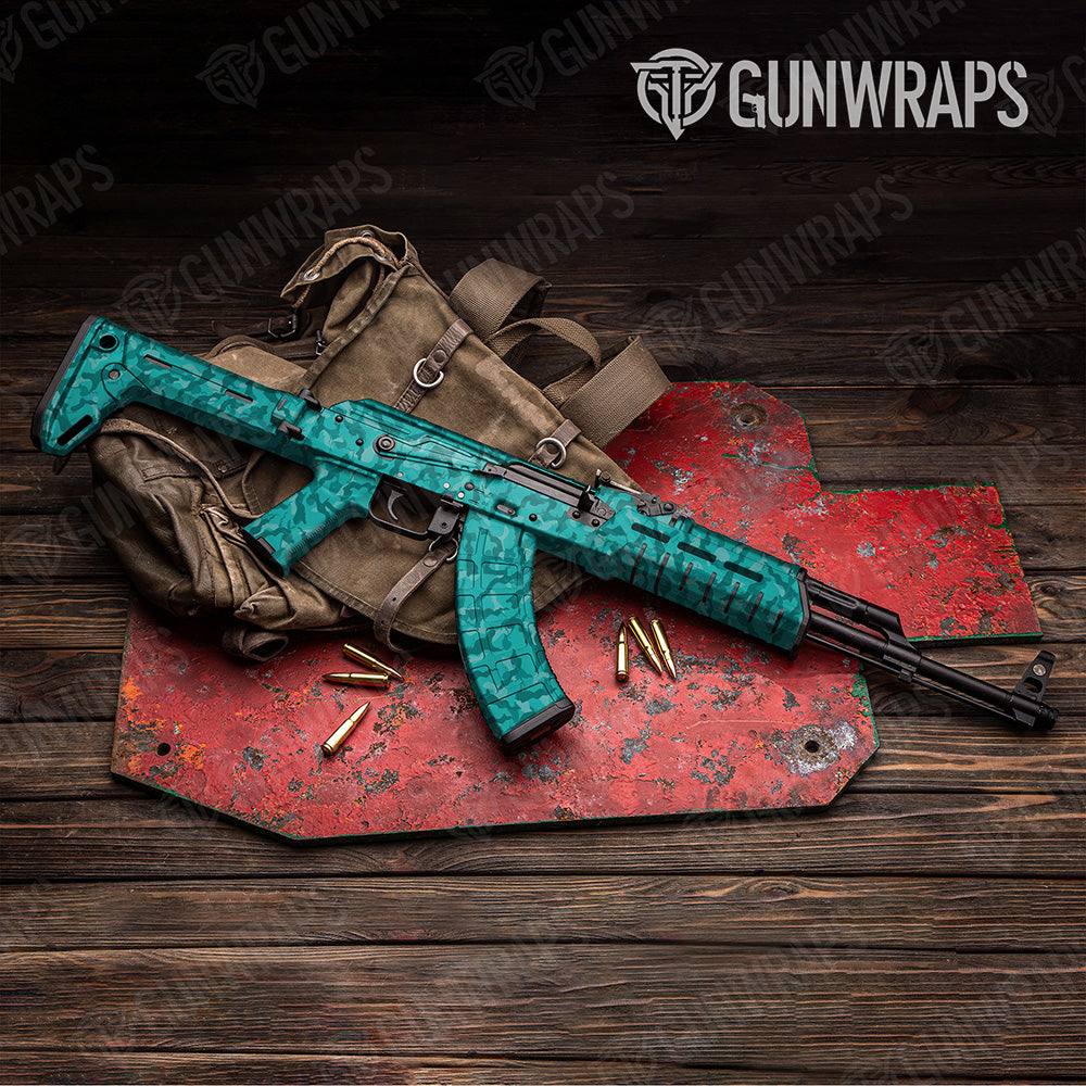 AK-47 Ragged Elite Tiffany Blue Camo Gun Skin Vinyl Wrap