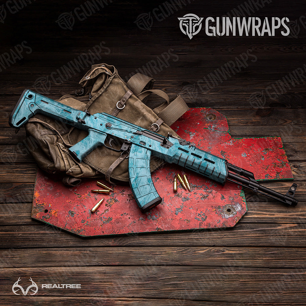 AK-47 Realtree Aspect Sea Blue Camo Gun Skin Vinyl Wrap