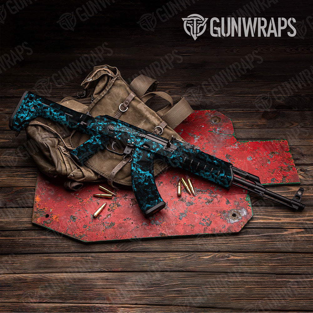 Skull Cyan AK-47 Gun Skin Vinyl Wraps