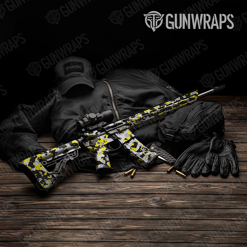AR 15 Cumulus Yellow Tiger Camo Gun Skin Vinyl Wrap