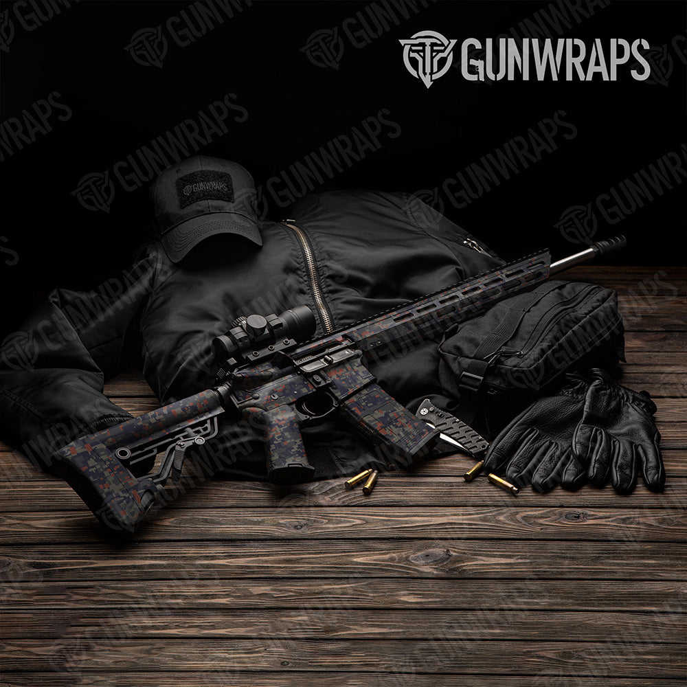 AR-15 Digital Blue Copper Camo Gun Skin Vinyl Wrap