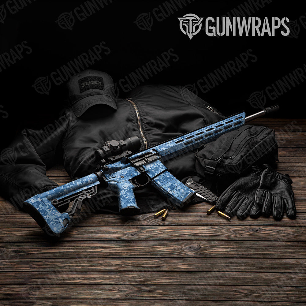 Large Digital Cool Blue Camo AR-15 Vinyl Wrap