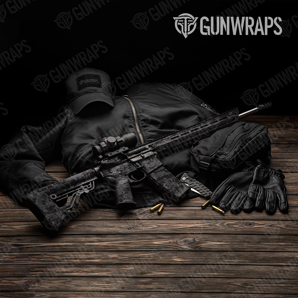 AR-15 Digital Elite Black Camo Gun Skin Vinyl Wrap