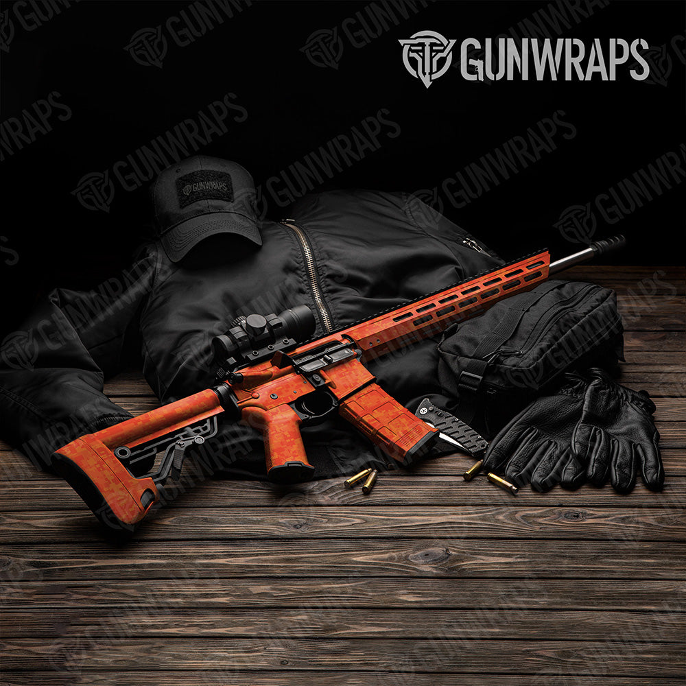AR-15 Digital Elite Orange Camo Gun Skin Vinyl Wrap