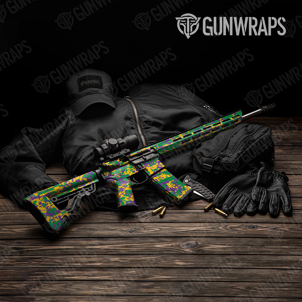 AR-15 Digital Mardi Gras Camo Gun Skin Vinyl Wrap