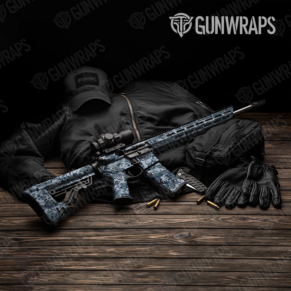 AR-15 Digital Navy Camo Gun Skin Vinyl Wrap