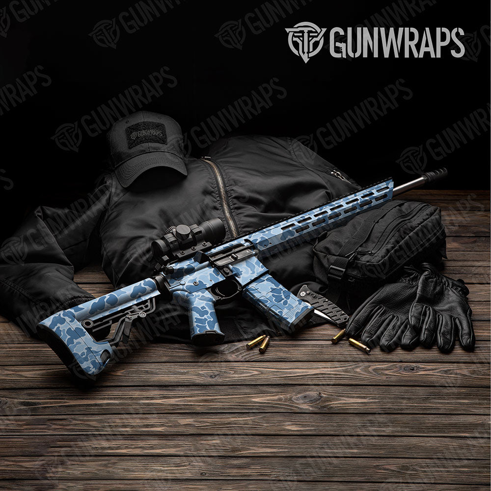 Old School Duck Cool Blue AR-15 Gun Skin Vinyl Wraps