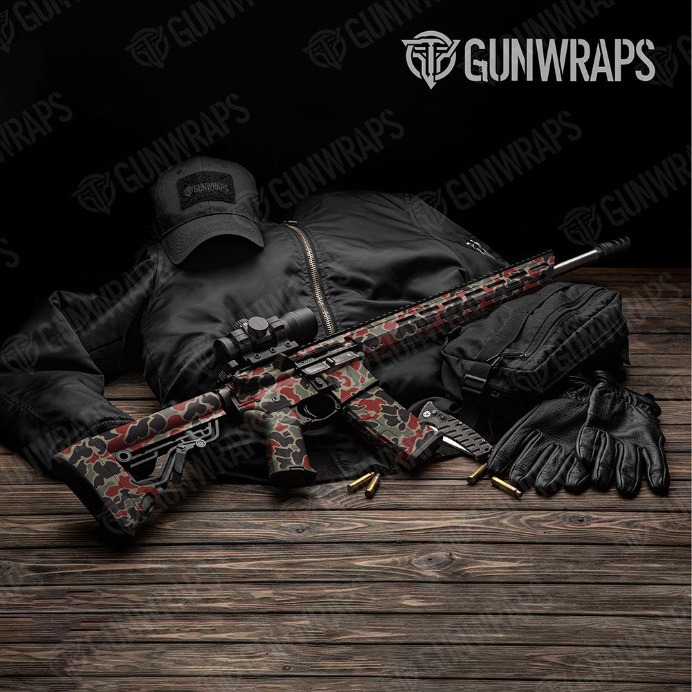 Old School Duck Militant Red AR-15 Gun Skin Vinyl Wraps