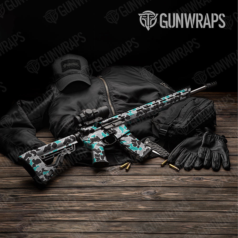 Old School Duck Tiffany Blue Tiger AR-15 Gun Skin Vinyl Wraps