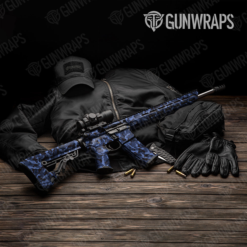 AR-15 Ragged Blue Midnight Camo Gun Skin Vinyl Wrap