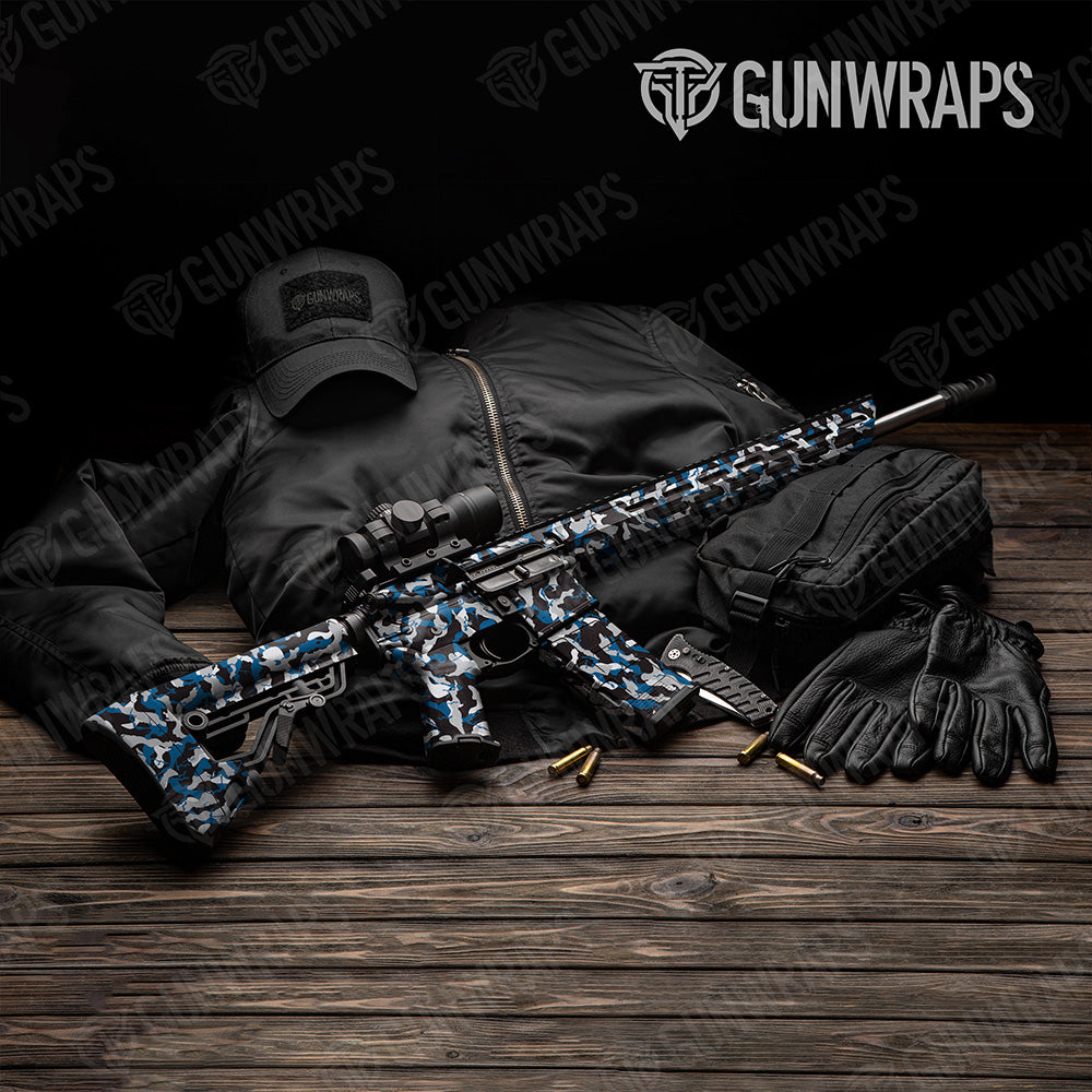 AR-15 Ragged Blue Tiger Camo Gun Skin Vinyl Wrap
