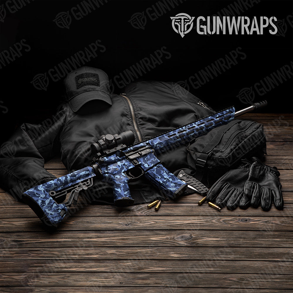 AR-15 Ragged Blue Urban Night Camo Gun Skin Vinyl Wrap