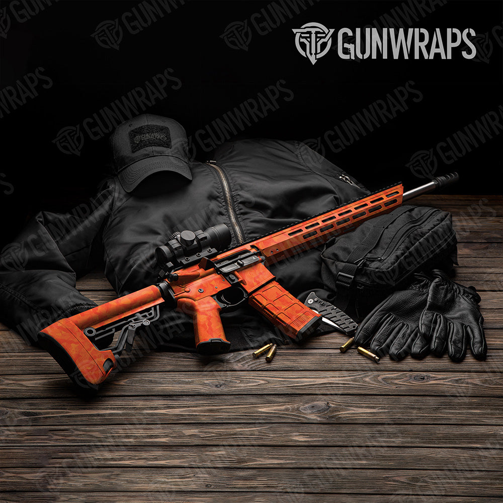 AR-15 Ragged Elite Orange Camo Gun Skin Vinyl Wrap