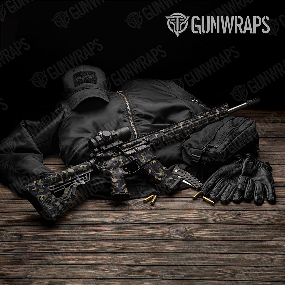 AR-15 Ragged Militant Blue Camo Gun Skin Vinyl Wrap