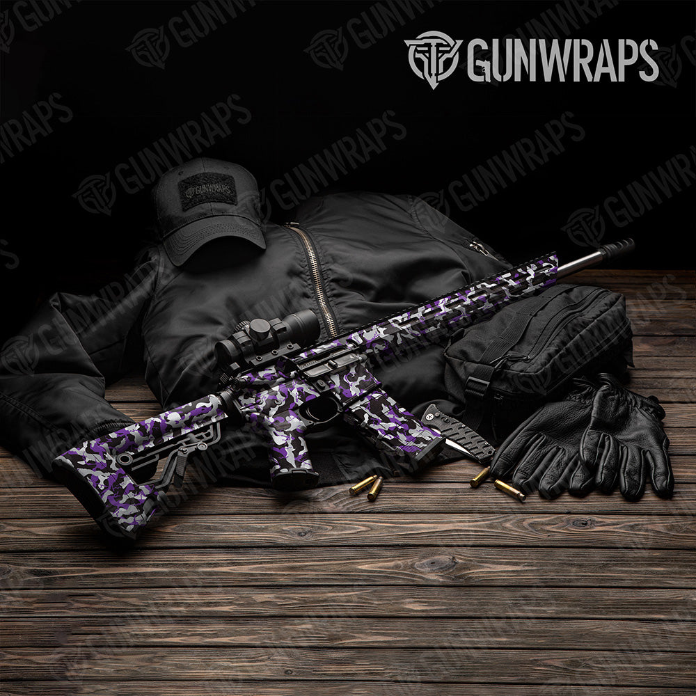 AR-15 Ragged Purple Tiger Camo Gun Skin Vinyl Wrap