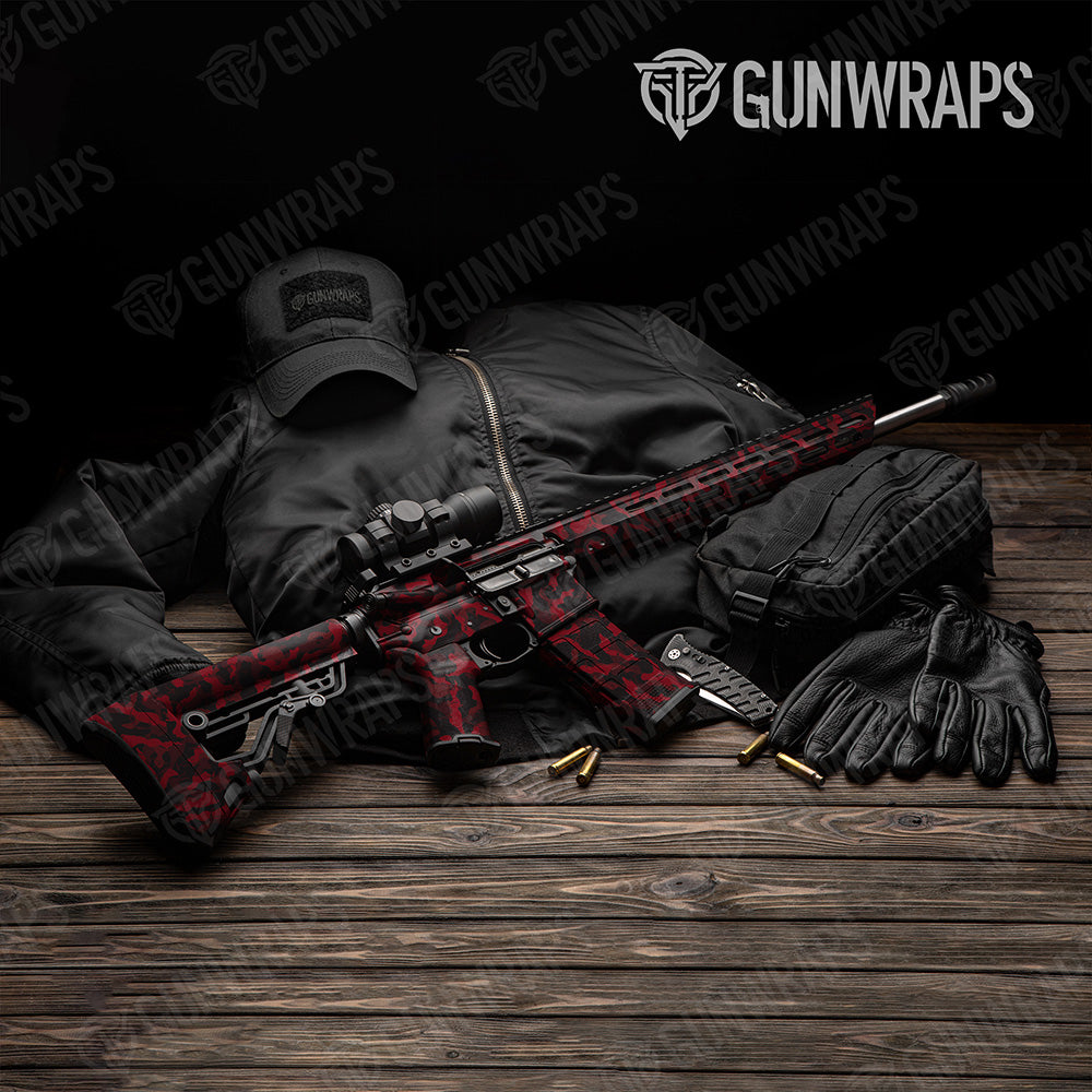 AR-15 Ragged Vampire Red Camo Gun Skin Vinyl Wrap