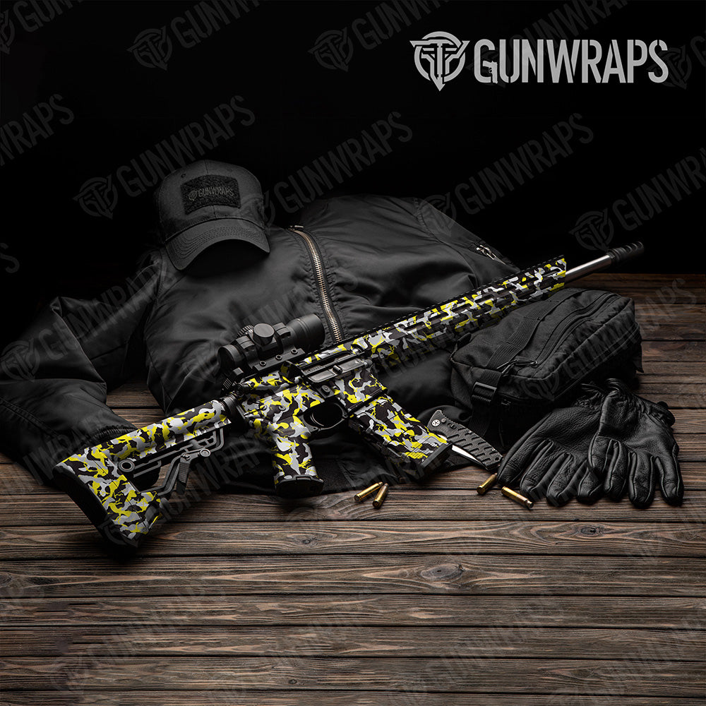 AR-15 Ragged Yellow Tiger Camo Gun Skin Vinyl Wrap