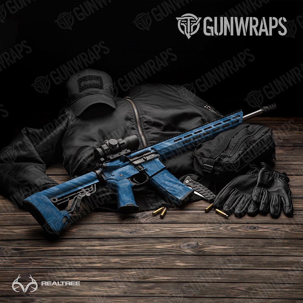 AR-15 Realtree Fishing Blue Camo Gun Skin Vinyl Wrap