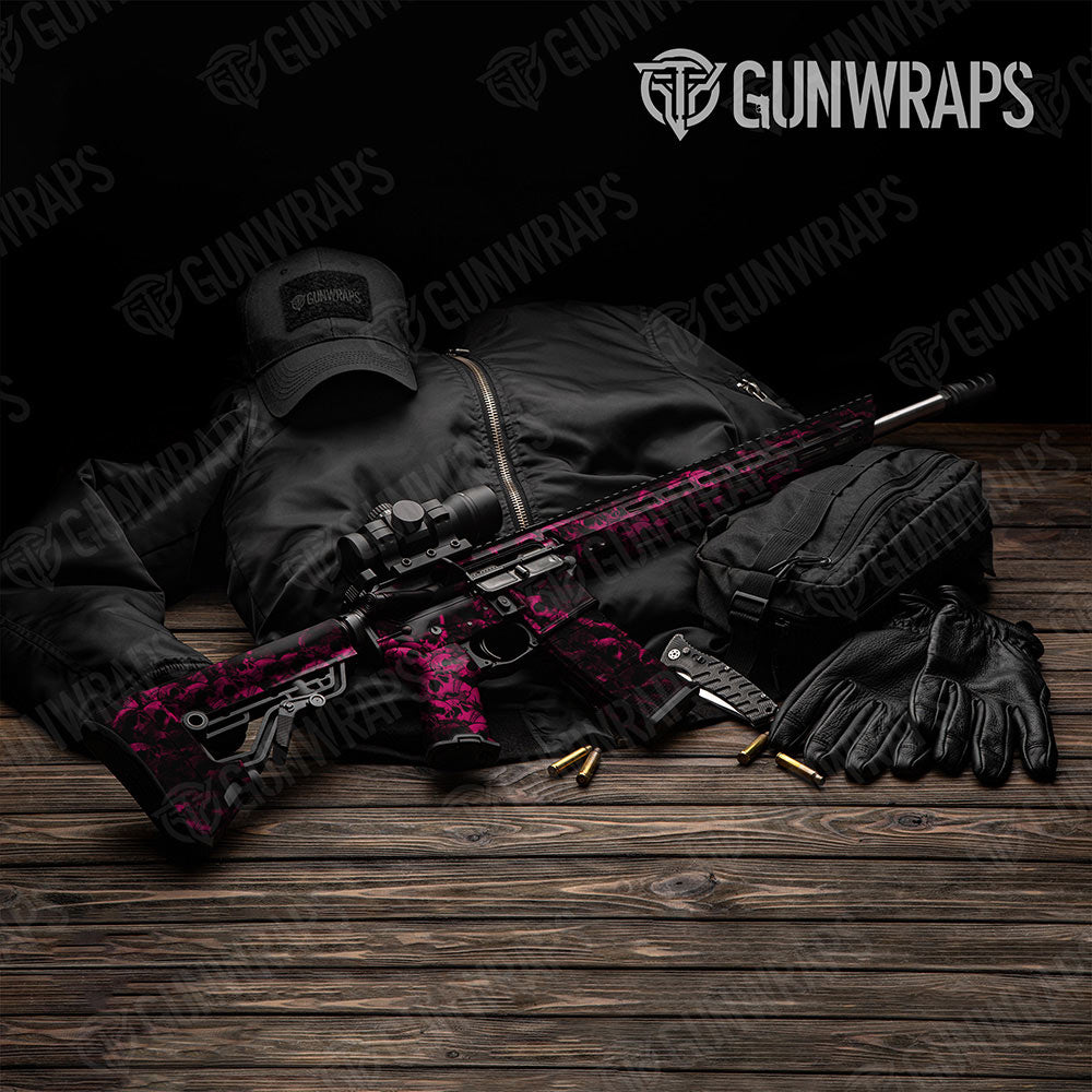 Skull Magenta AR-15 Gun Skin Vinyl Wraps