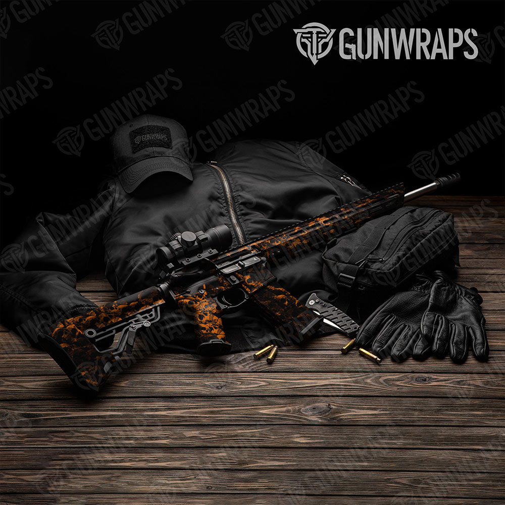 Skull Orange AR-15 Gun Skin Vinyl Wraps