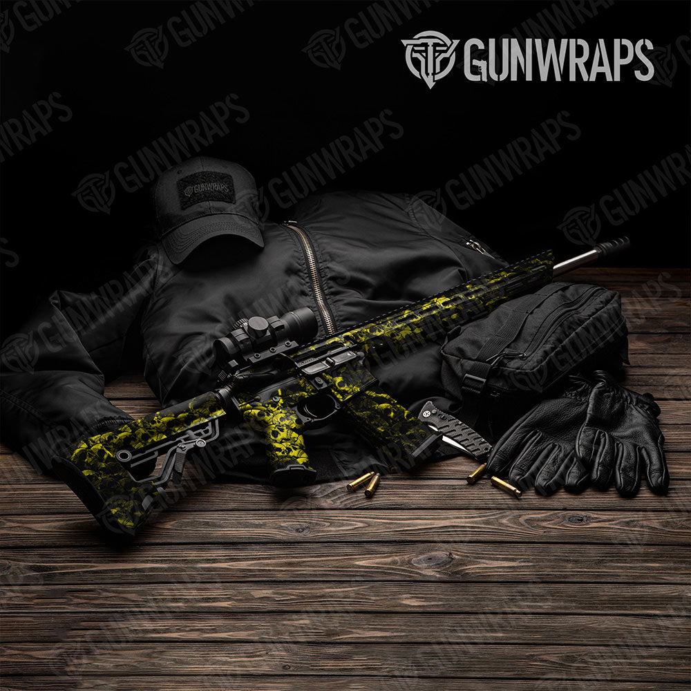 Skull Yellow AR-15 Gun Skin Vinyl Wraps
