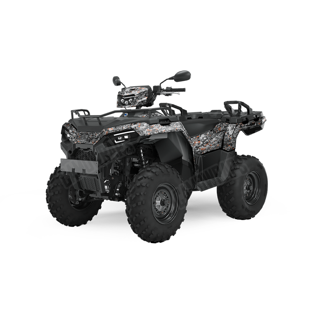 Digital Urban Orange Camo ATV Vinyl Wrap