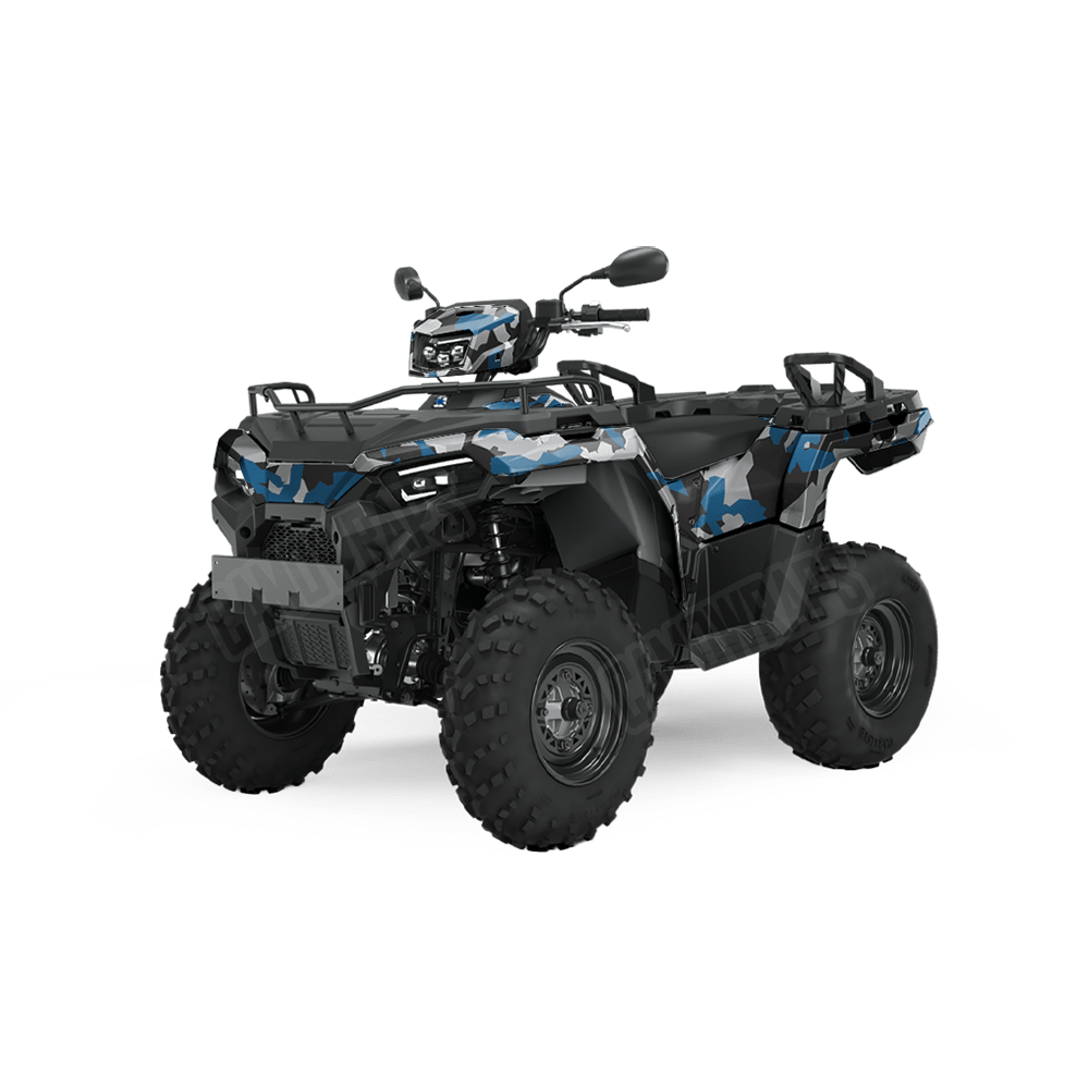 Erratic Blue Tiger Camo ATV Vinyl Wrap
