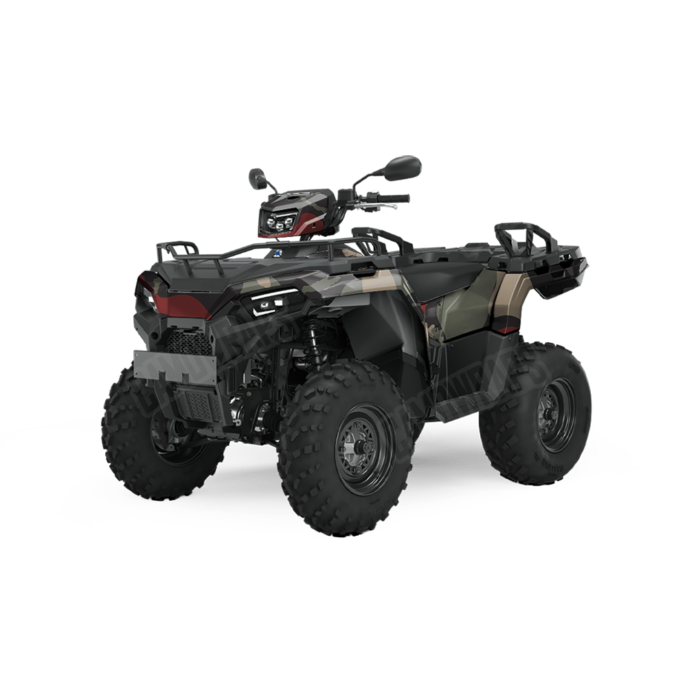 Jumbo Ragged Militant Red Camo ATV Vinyl Wrap