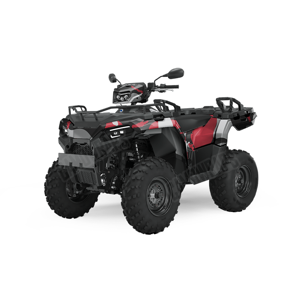 Jumbo Ragged Red Tiger Camo ATV Vinyl Wrap