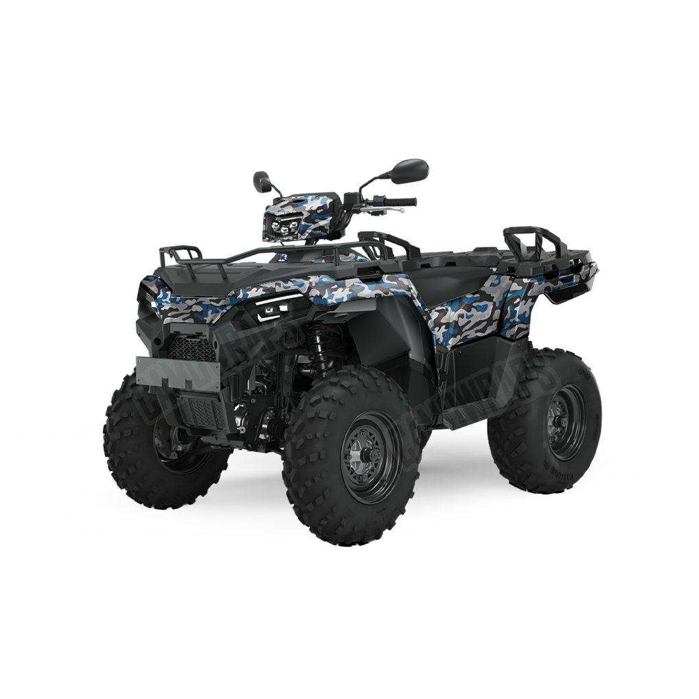 Large Classic Blue Tiger ATV Camo Vinyl Wrap